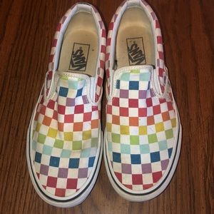 Rainbow checkered slide end vans